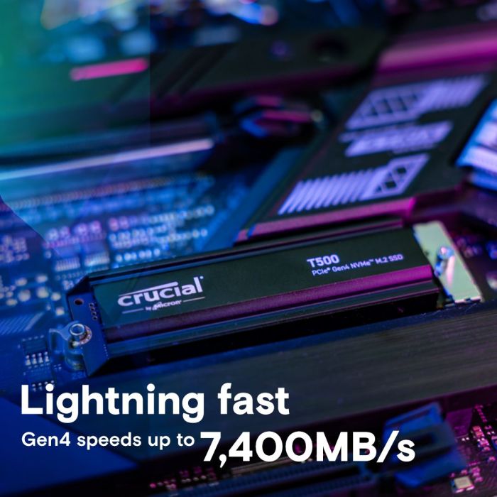 Crucial T500 1TB PCIe Gen4 NVMe M.2 SSD s hladilnikom Crucial T500 1TB PCIe Gen4 NVMe M.2 SSD s hladilnikom