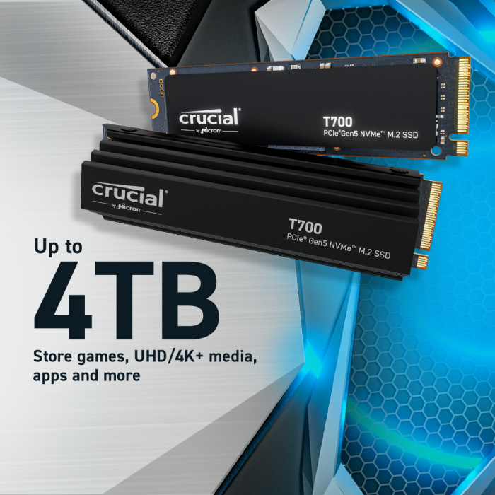 Crucial T700 2TB PCIe Gen5 NVMe M.2 SSD Crucial T700 2TB PCIe Gen5 NVMe M.2 SSD