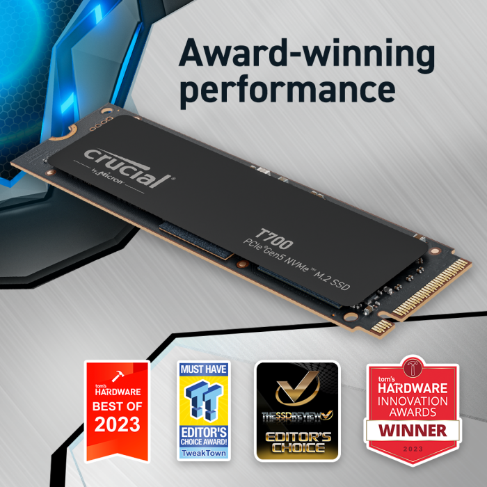 Crucial T700 2TB PCIe Gen5 NVMe M.2 SSD Crucial T700 2TB PCIe Gen5 NVMe M.2 SSD