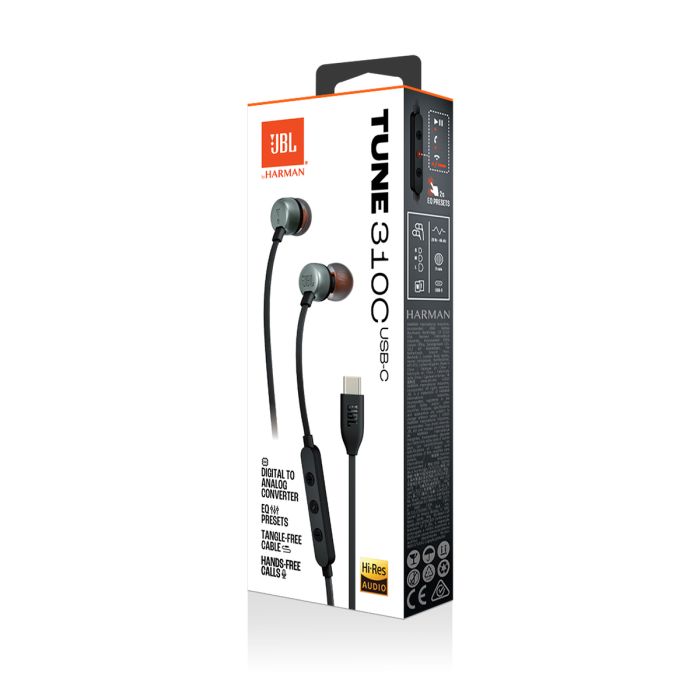JBL USB-C žične slušalke Tune 310C, črne JBL USB-C žične slušalke Tune 310C, črne