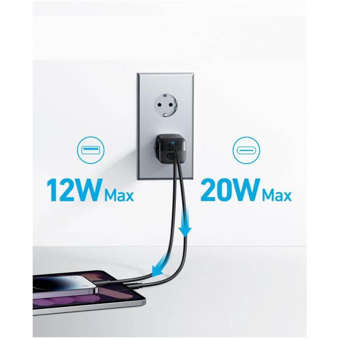 Anker polnilec 323 1xA 1xC 33W, črn Anker polnilec 323 1xA 1xC 33W, črn