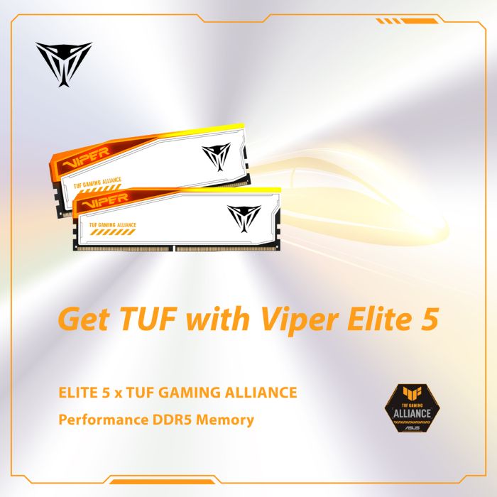 Patriot Viper Elite 5 RGB TUF Kit 32GB (2x16GB) DDR5-6000 DIMM PC5-48000 CL36, 1.35V Patriot Viper Elite 5 RGB TUF Kit 32GB (2x16GB) DDR5-6000 DIMM PC5-48000 CL36, 1.35V