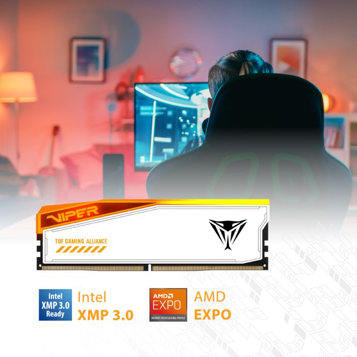 Patriot Viper Elite 5 RGB TUF Kit 32GB (2x16GB) DDR5-6000 DIMM PC5-48000 CL36, 1.35V Patriot Viper Elite 5 RGB TUF Kit 32GB (2x16GB) DDR5-6000 DIMM PC5-48000 CL36, 1.35V