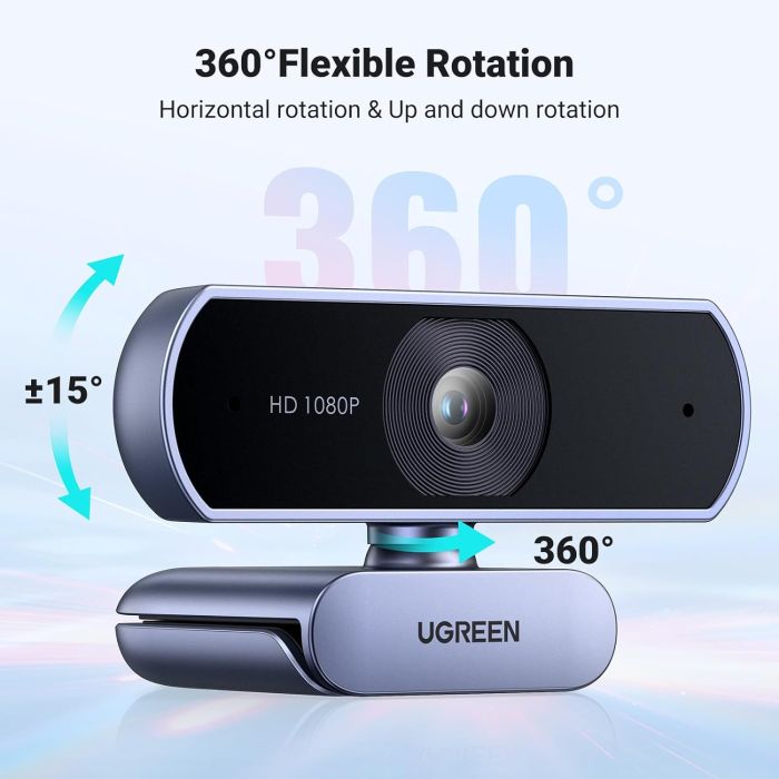 Ugreen Full-HD spletna kamera z dvojnim mikrofonom, 1080P 30Fps Ugreen Full-HD spletna kamera z dvojnim mikrofonom, 1080P 30Fps