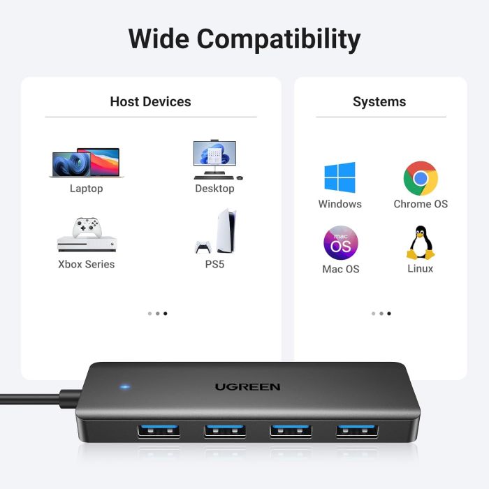 Ugreen USB 3.0 Hub s 4x USB-A priključki Ugreen USB 3.0 Hub s 4x USB-A priključki