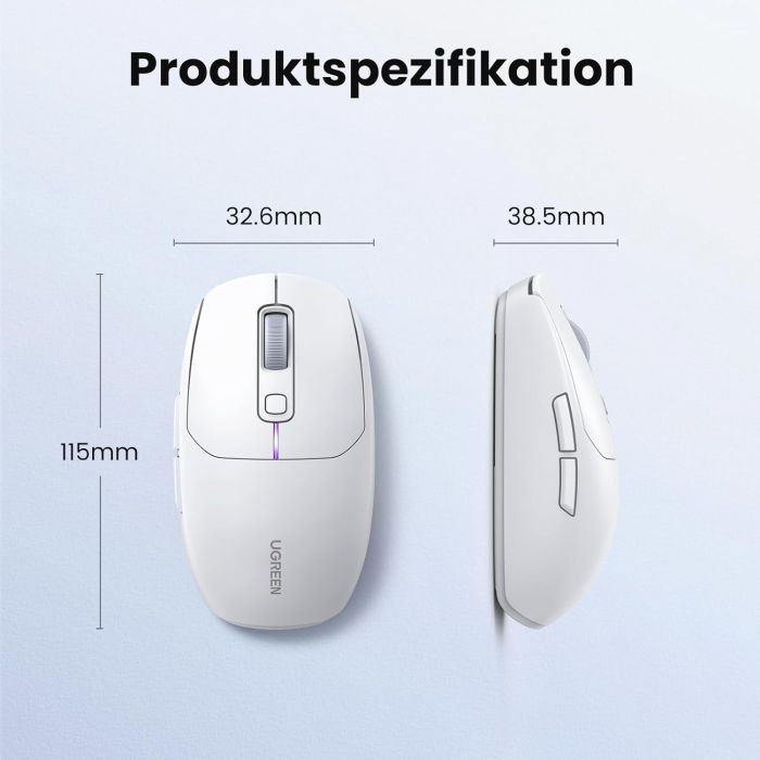 Ugreen brezžična miška 5000 DPI 2.4G+BT - bela Ugreen brezžična miška 5000 DPI 2.4G+BT - bela