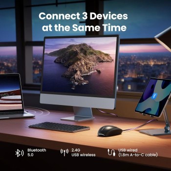 Ugreen brezžična miška 5000 DPI 2.4G+BT - črna