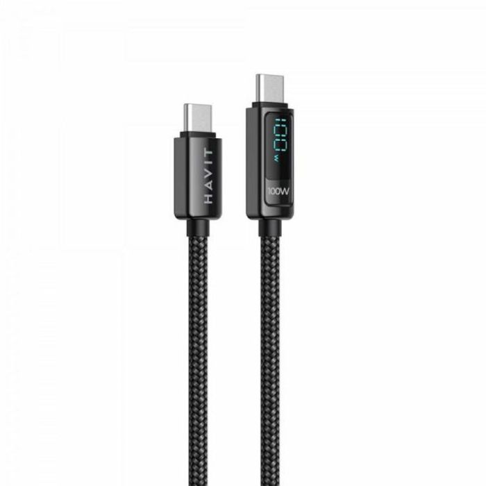 HAVIT kabel za polnjenje USB-C na USB-C z LCD 100W, 2M HAVIT kabel za polnjenje USB-C na USB-C z LCD 100W, 2M