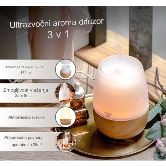 Adler Ultrazvočni aroma difuzor 3v1 7967 Adler Ultrazvočni aroma difuzor 3v1 7967