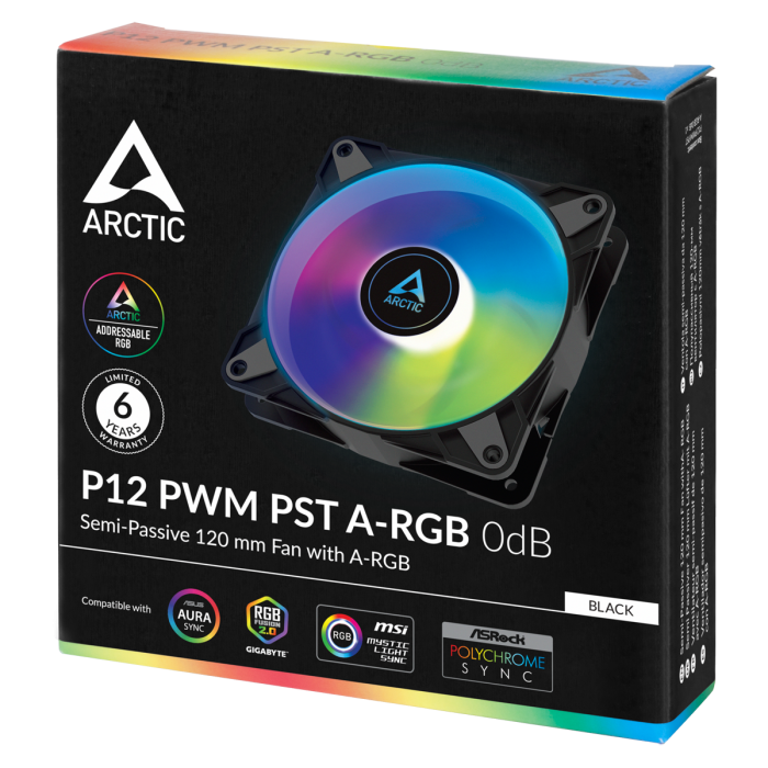ARCTIC P12 PWM PST A-RGB 120mm 4-pin ventilator, črn ARCTIC P12 PWM PST A-RGB 120mm 4-pin ventilator, črn