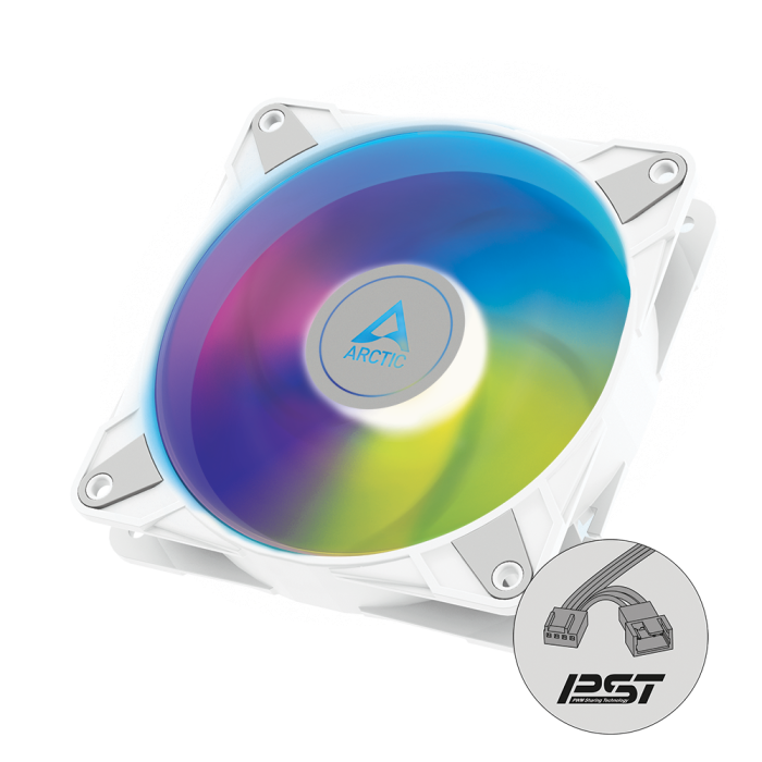 ARCTIC P12 PWM PST A-RGB 120mm 4-pin ventilator, bel ARCTIC P12 PWM PST A-RGB 120mm 4-pin ventilator, bel