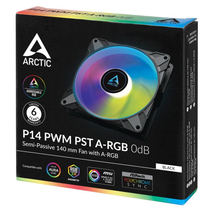 ARCTIC P14 PWM PST A-RGB 140mm 4-pin ventilator, črn ARCTIC P14 PWM PST A-RGB 140mm 4-pin ventilator, črn