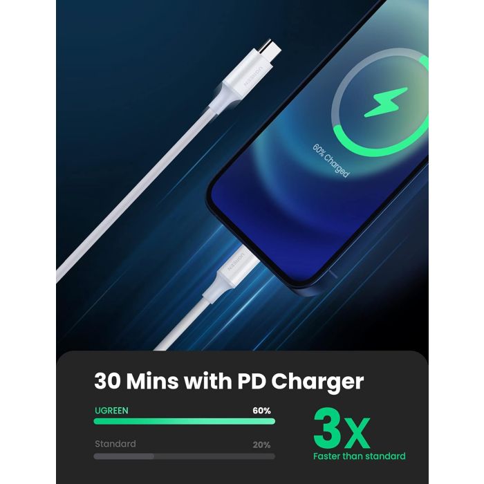 Ugreen USB-C na Lightning kabel srebrn 2m Ugreen USB-C na Lightning kabel srebrn 2m