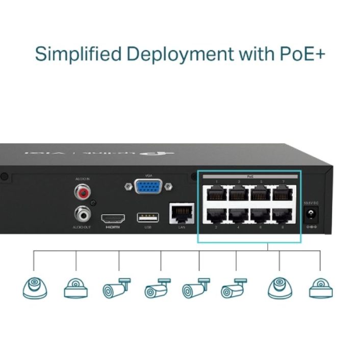 TP-LINK VIGI 8-kanalni omrežni video snemalnik PoE+ TP-LINK VIGI 8-kanalni omrežni video snemalnik PoE+