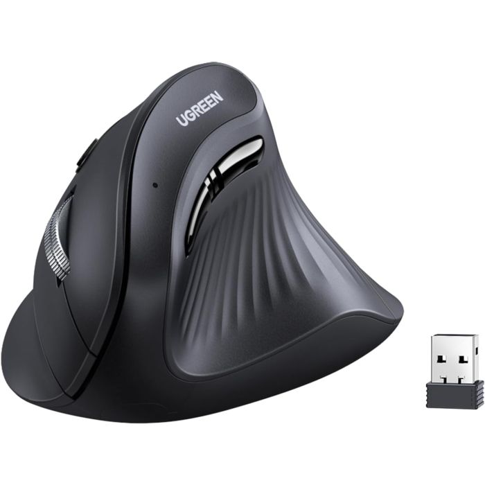 Ugreen brezžična ergonomska vertikalna miška z Bluetooth in Wi-Fi povezavo Ugreen brezžična ergonomska vertikalna miška z Bluetooth in Wi-Fi povezavo