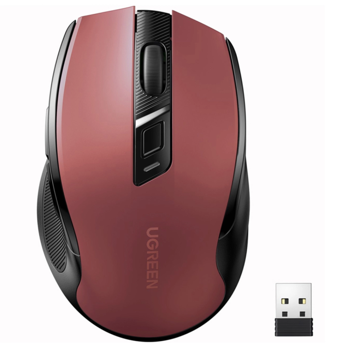 Brezžična miška UGREEN Bluetooth 5.0 in 2,4 Ghz z USB sprejemnikom - rdeča Brezžična miška UGREEN Bluetooth 5.0 in 2,4 Ghz z USB sprejemnikom - rdeča