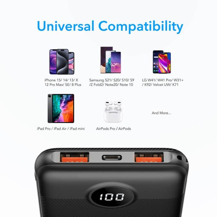 VEGER L10S PowerBank 10.000 mAh LCD, črn VEGER L10S PowerBank 10.000 mAh LCD, črn