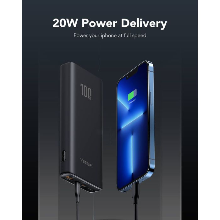 VEGER T100 PowerBank 20.000 mAh T100, črn VEGER T100 PowerBank 20.000 mAh T100, črn
