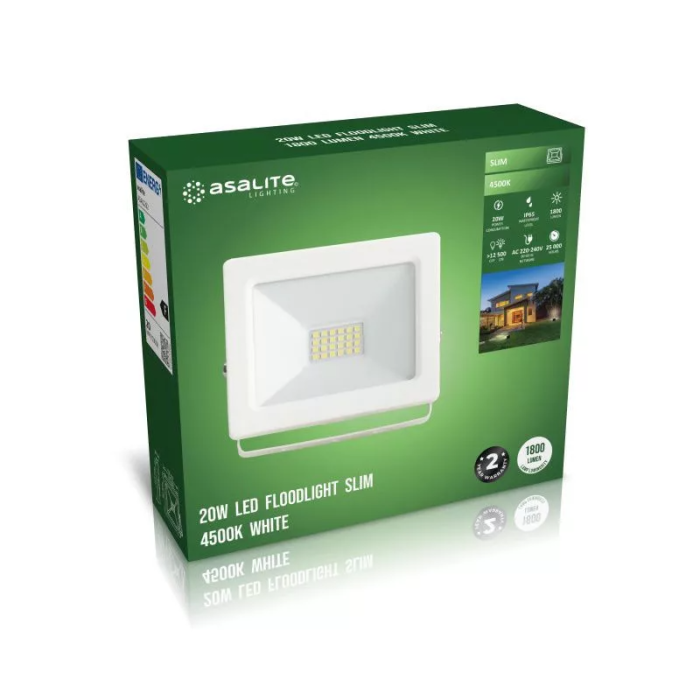 Asalite LED White Floodlight Slim 20W 4500K (1800 lumens) Asalite LED White Floodlight Slim 20W 4500K (1800 lumens)