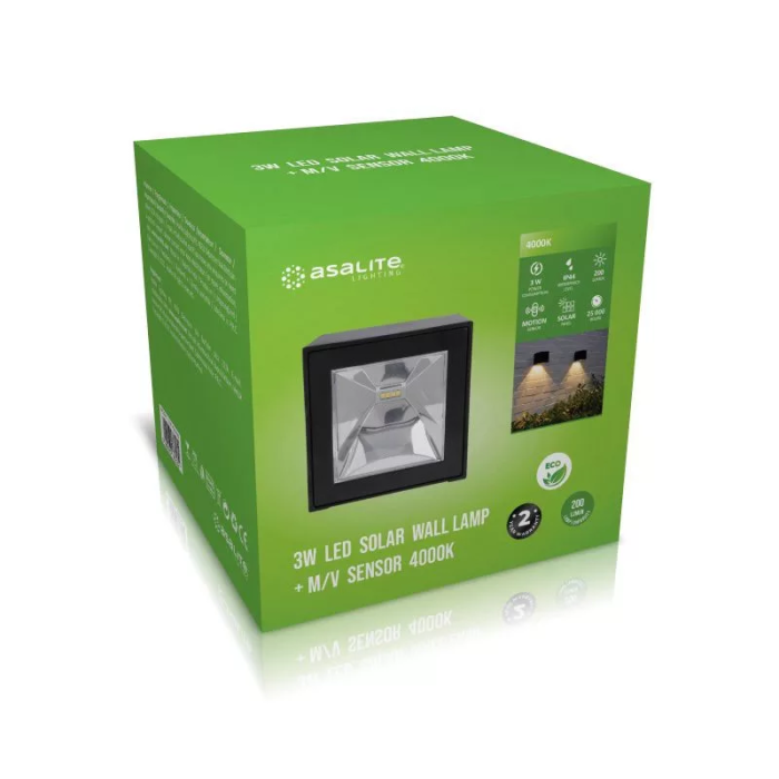 Asalite LED solarna stenska svetilka IP44 3W 4000K (200 lumnov) + mikrovalovni senzor Asalite LED solarna stenska svetilka IP44 3W 4000K (200 lumnov) + mikrovalovni senzor