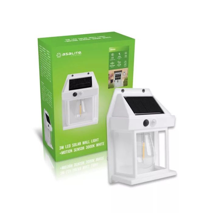 Asalite LED sončna stenska svetilka IP44 3W 3000K (100 lumnov), bela Asalite LED sončna stenska svetilka IP44 3W 3000K (100 lumnov), bela