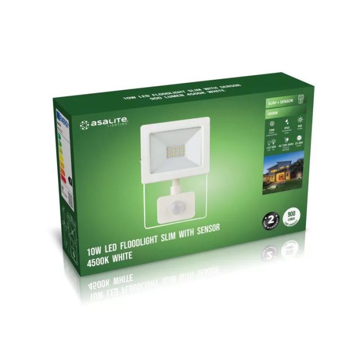 Asalite LED Bela Slim Reflektor 10W 4500K (900 lumnov) + Senzor Asalite LED Bela Slim Reflektor 10W 4500K (900 lumnov) + Senzor