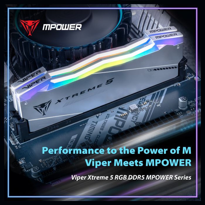 Patriot Viper Xtreme 5 RGB Kit MPOWER 48GB (2x24GB) DDR5-6000 CL36, 1.35V Patriot Viper Xtreme 5 RGB Kit MPOWER 48GB (2x24GB) DDR5-6000 CL36, 1.35V