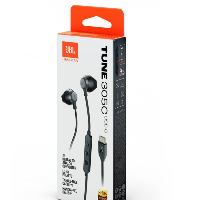 JBL USB-C žične slušalke Tune 305C, črne JBL USB-C žične slušalke Tune 305C, črne