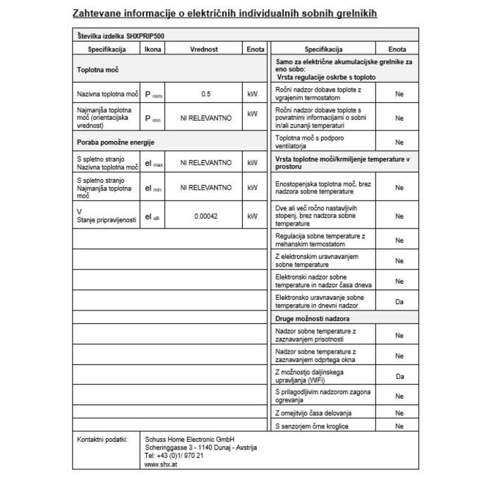 SHX Premium infrardeči ogrevalni panel z WIFI 500W SHX Premium infrardeči ogrevalni panel z WIFI 500W