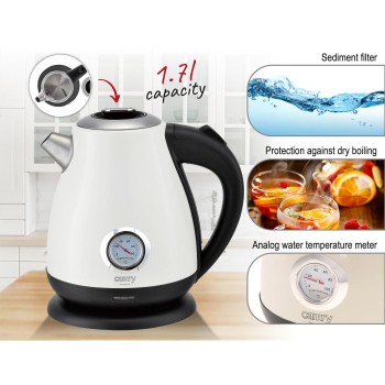 Camry Električni grelnik vode bel s termometrom 1,7L 2200W CRCR1344W Camry Električni grelnik vode bel s termometrom 1,7L 2200W CRCR1344W