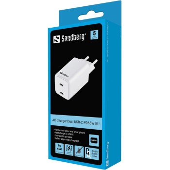 Sandberg AC Charger Dual USB-C PD65W EU Sandberg AC Charger Dual USB-C PD65W EU
