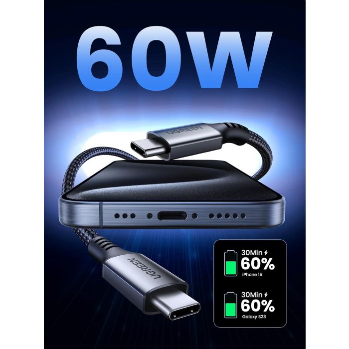 Ugreen 60W USB-C na USB-C polnilni kabel, 1M Ugreen 60W USB-C na USB-C polnilni kabel, 1M