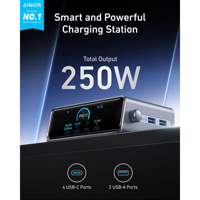 Anker Prime GaN namizni polnilec 250W Anker Prime GaN namizni polnilec 250W