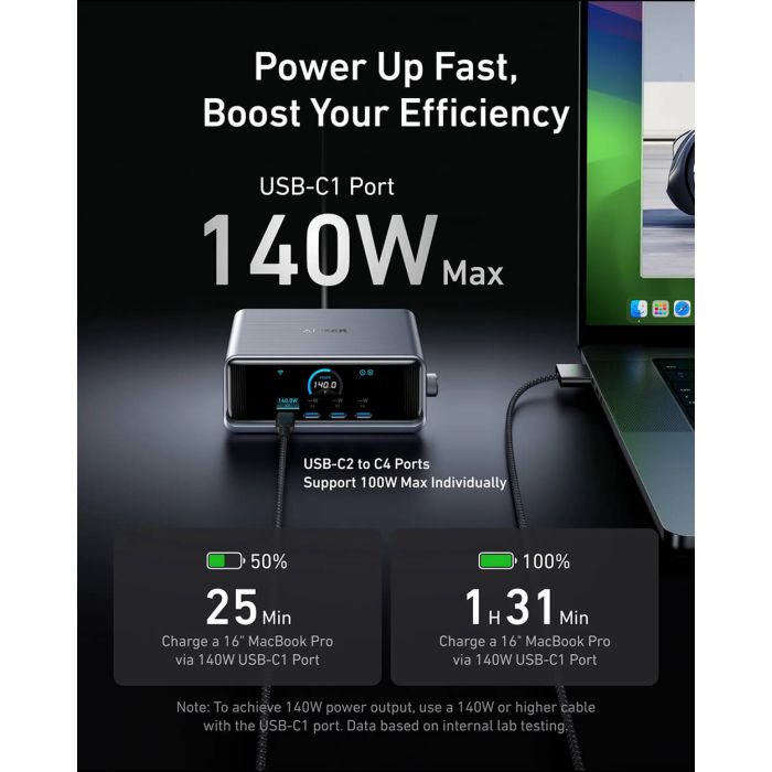 Anker Prime GaN namizni polnilec 250W Anker Prime GaN namizni polnilec 250W