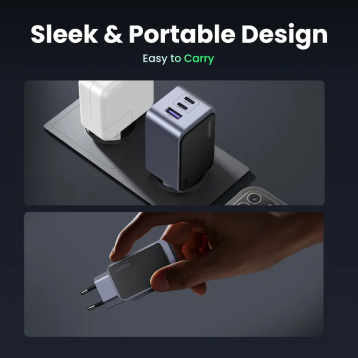 Ugreen Nexode S 65W 2x USB-C + 1x USB-A polnilec Ugreen Nexode S 65W 2x USB-C + 1x USB-A polnilec