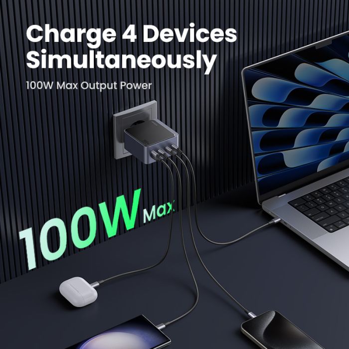 Ugreen Nexode S 100W 3x USB-C + 1x USB-A polnilec Ugreen Nexode S 100W 3x USB-C + 1x USB-A polnilec