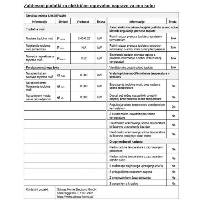 SHX Grelnik za zaščito pred zmrzaljo z nosilcem za steno SHX05FW450 SHX Grelnik za zaščito pred zmrzaljo z nosilcem za steno SHX05FW450