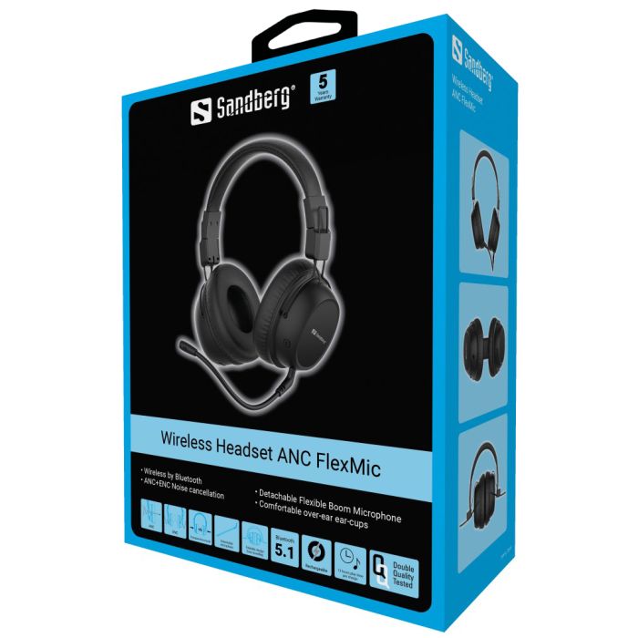 Sandberg slušalke z mikrofonom Wireless Headset ANC FlexMic Sandberg slušalke z mikrofonom Wireless Headset ANC FlexMic