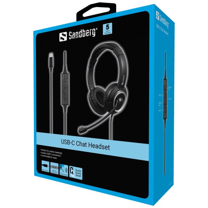 Sandberg slušalke USB-C Chat Headset Sandberg slušalke USB-C Chat Headset