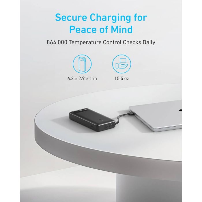 Anker Powerbank 20000 mAh, 87W z vgrajenim USB-C kablom, črn Anker Powerbank 20000 mAh, 87W z vgrajenim USB-C kablom, črn
