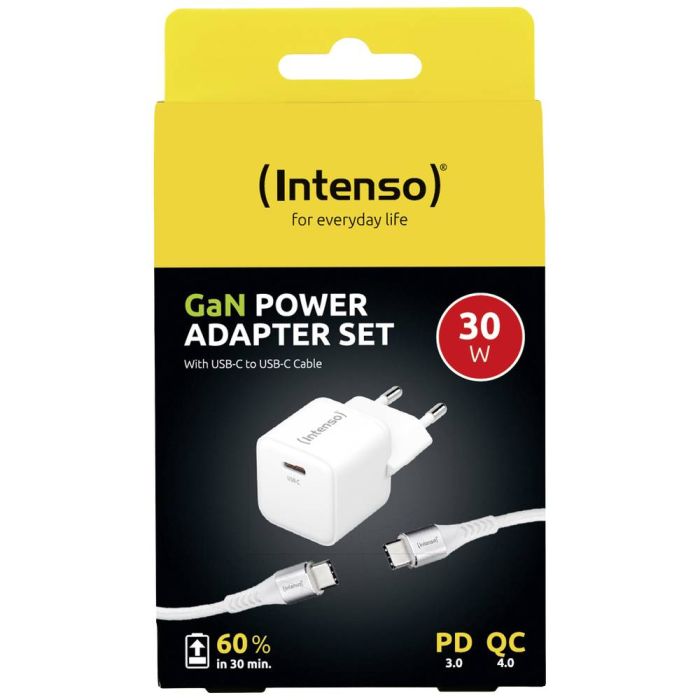 Intenso 30W GaN napajalnik s priključkom USB-C W30C + USB-C kabel 60W 1.5M Intenso 30W GaN napajalnik s priključkom USB-C W30C + USB-C kabel 60W 1.5M