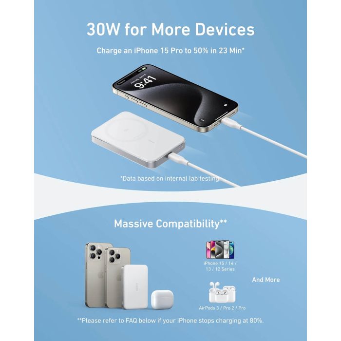 Anker MagGo 10K Slim brezžični powerbank, bel Anker MagGo 10K Slim brezžični powerbank, bel