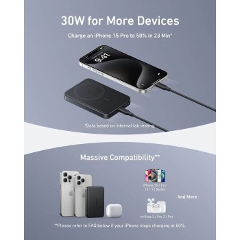 Anker MagGo 10K Slim brezžični powerbank, črn Anker MagGo 10K Slim brezžični powerbank, črn