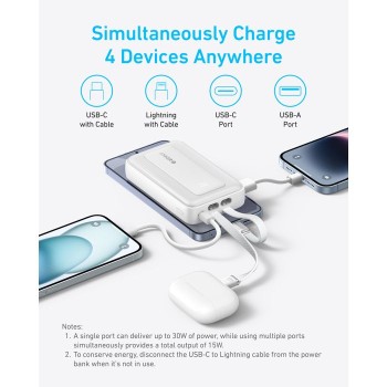 Anker Zolo Powerbank 10000 mAh, 30W z vgrajenima kabloma USB-C + Lightning, moder Anker Zolo Powerbank 10000 mAh, 30W z vgrajenima kabloma USB-C + Lightning, moder