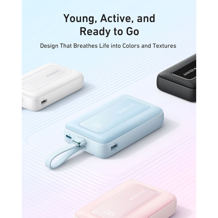 Anker Zolo Powerbank 10000 mAh, 30W z vgrajenim kablom USB-C, črn Anker Zolo Powerbank 10000 mAh, 30W z vgrajenim kablom USB-C, črn