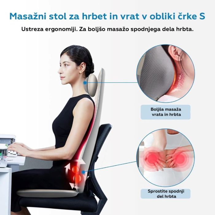RENPHO Ergonomska masažna blazina za hrbet, vrat in glavo črna RENPHO Ergonomska masažna blazina za hrbet, vrat in glavo črna
