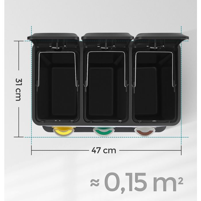 SONGMICS koš za recikliranje, 3-v-1 koš s pedalom SONGMICS koš za recikliranje, 3-v-1 koš s pedalom
