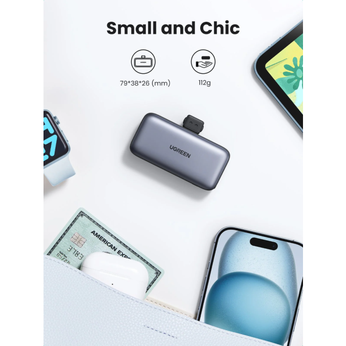 Ugreen 5000mAh 22,5W USB-C polnilna baterija z vgrajenim USB-C priključkom in LED zaslonom Ugreen 5000mAh 22,5W USB-C polnilna baterija z vgrajenim USB-C priključkom in LED zaslonom