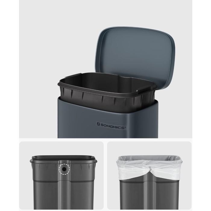 SONGMICS Kuhinjski koš za smeti, 30 litrov siv SONGMICS Kuhinjski koš za smeti, 30 litrov siv