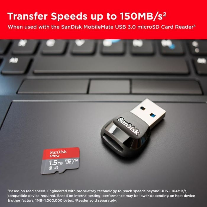 SanDisk Ultra microSDXC 1.5TB + SD Adapter UHS-I spominska kartica SanDisk Ultra microSDXC 1.5TB + SD Adapter UHS-I spominska kartica